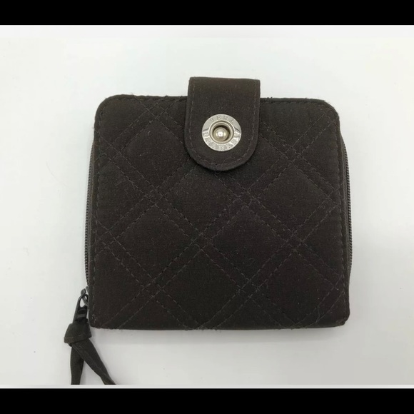 Vera Bradley Brown Microfiber Mini Zip Wallet - Picture 1 of 5
